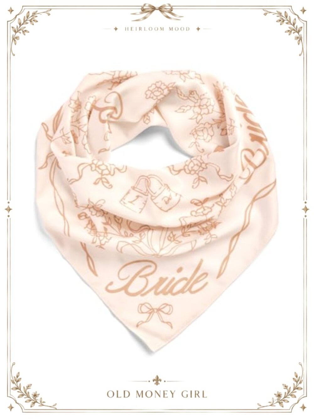 Silk Bride Head Scarf 27x27 Bachelorette Party Gift